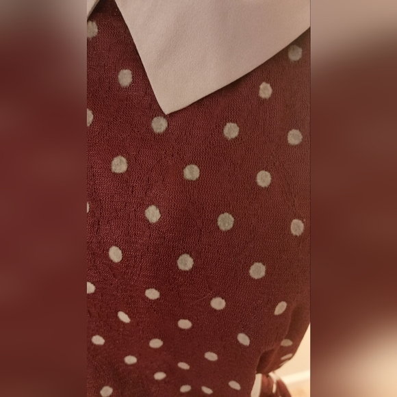 Retro DownEast Polka Dot Maroon Midi Dress - Picture 3 of 4